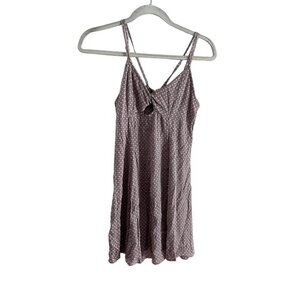 American Eagle Out Wmn 0 Mauve/White Polka Dot Twist Peek a Boo Halter Dress NWT